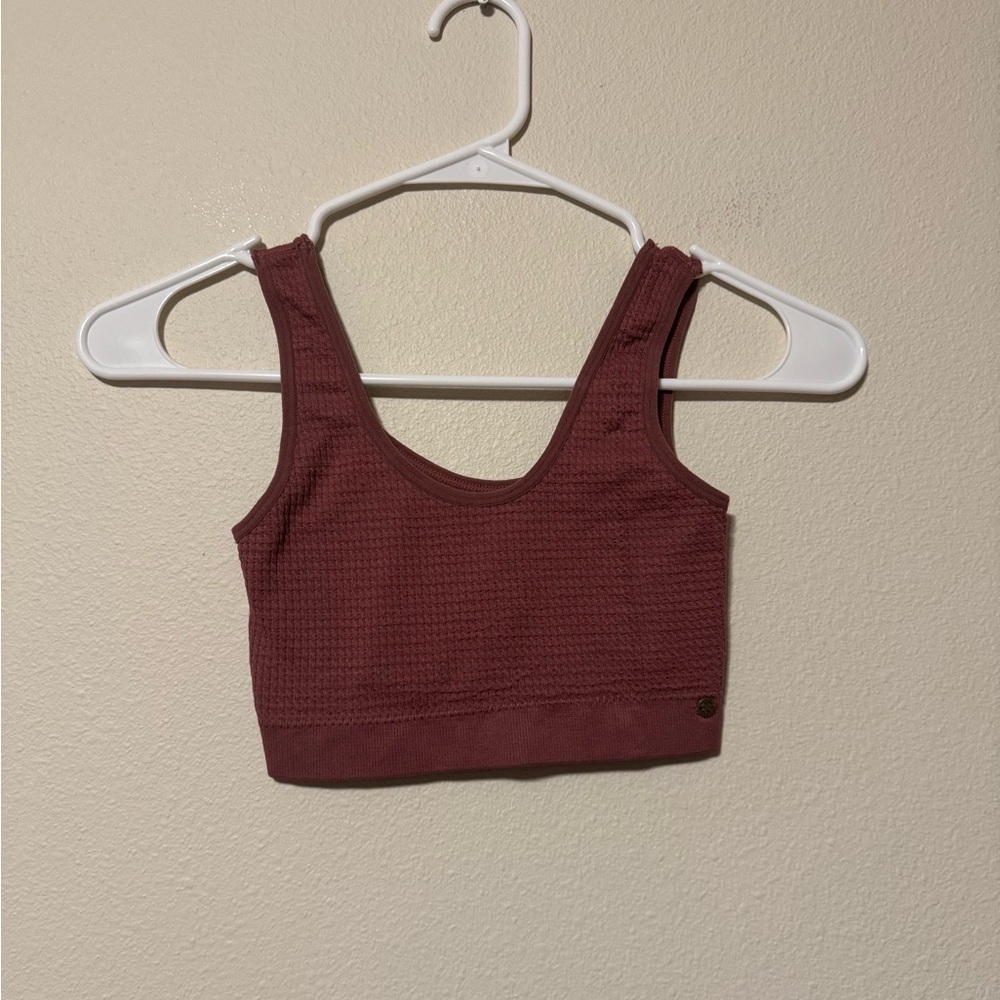 Lucky Brand Burgundy Textured Crop Top